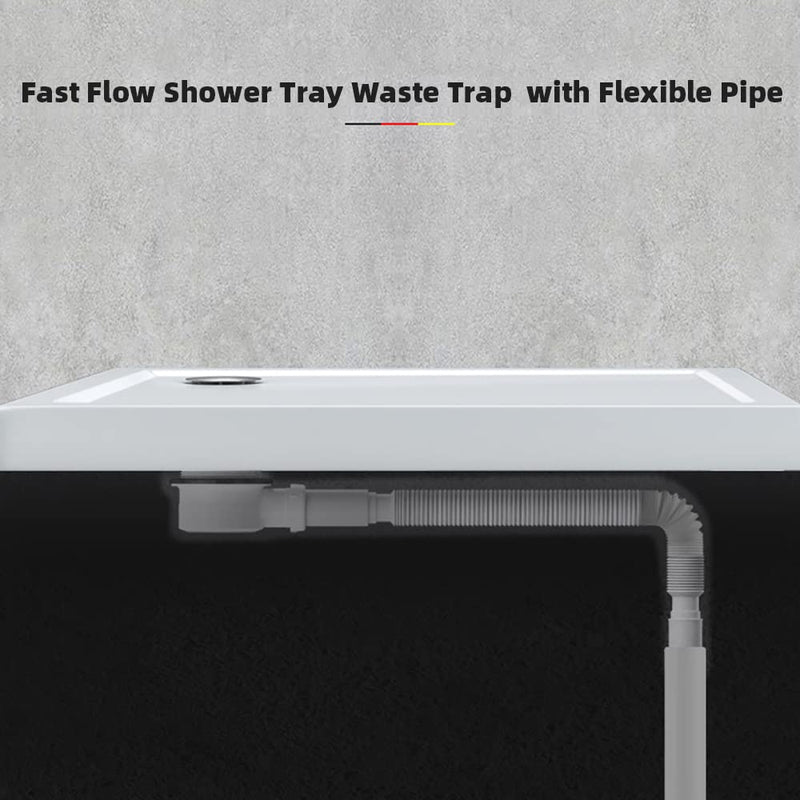 90 Degree Low Profile 1.5" Shower Drain Trap With Side Outlet Assembly for Replacement Shower Base, PVC