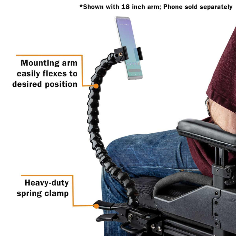 MOGO ModularHose Assistive Technology Phone Holder with Heavy-Duty Spring Clamp (Opens to 2"), 24 Inch Arm 24 Inch (Pack of 1)