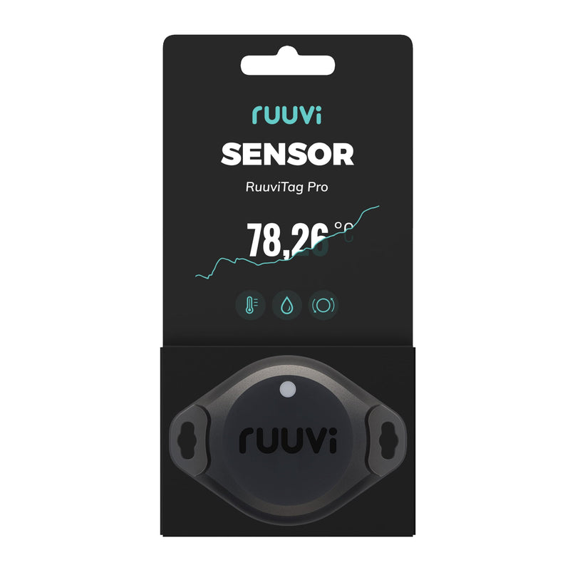 RuuviTag Pro 3in1 Wireless Bluetooth Temperature (°C/°F), Air Humidity and Motion Sensor. Alerts & History. Free Android/iOS apps. Integrates with Victron, Homey, and Home Assistant. Made in Europe.