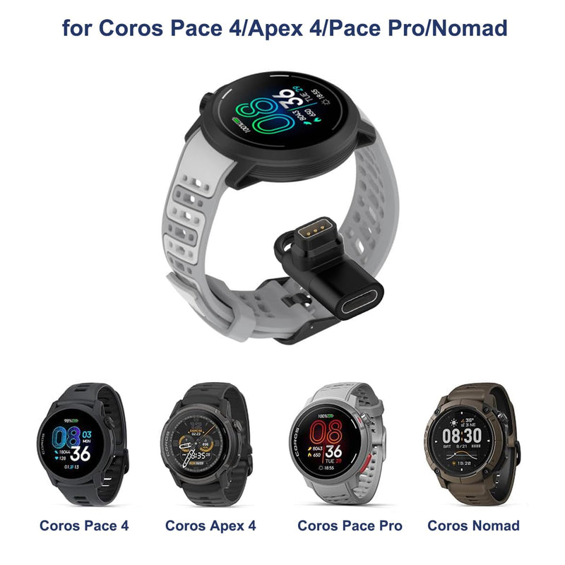 Charger Adapter for Coros Pace 4/Apex 4/Pace Pro/Nomad, USB C Cable for Charging Coros Sport Watch Home/Office/Travel/Outdoor