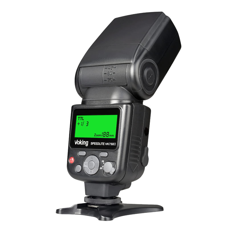 VK750II TTL Flash Speedlite with LCD Screen for Canon DSLR Camera | Front and rear curtains Sync, Work with EOS 60D 70D 77D 80D Rebel T7i T6i T6s T6 T5i T5 T4i T3i and Other DSLR Cameras