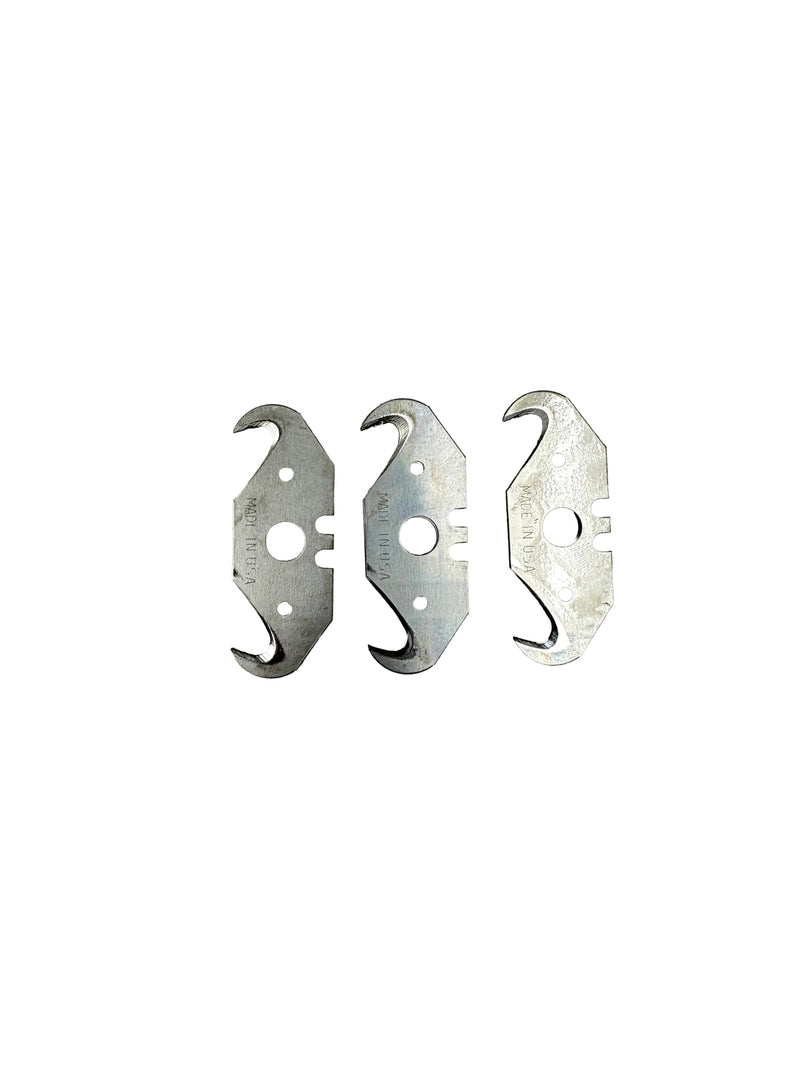 Zeluga 19-328 100 pieces Utility Deep Hook Blades with Round Hole Carbon Steel Hook Razor Blades Knife Blades for Roofing and Carpet