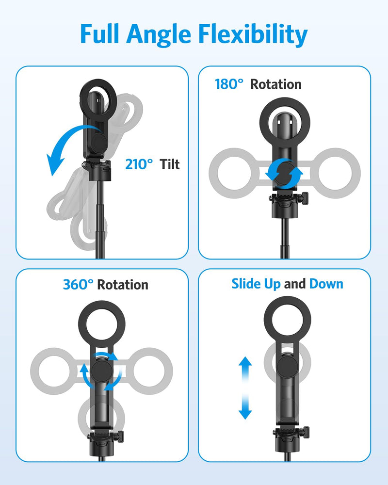 AMIR 5-in-1 Magnetic Selfie Stick with Remote for Cell Phone | 5-in-1 Magnetic Selfie Stick, Mini tripod, Camera Grip, Phone Stand, Stabilizer, 360 Rotation, Pocket Size, Extends 25in