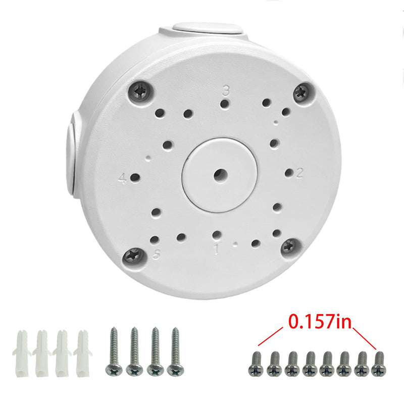 Outdoor Junction Box for Dome Camera Mount IP Security Cameras, White, Aluminum Metal Hide Cable Bracket, Rainproof, Round,4 Pack 4