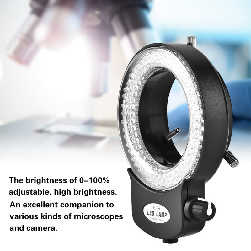 LED Ring Light 144 LED Beads Brightness Adjustable Ring Lamp Light Source for Stereo Microscope Camera(Black US Plug)
