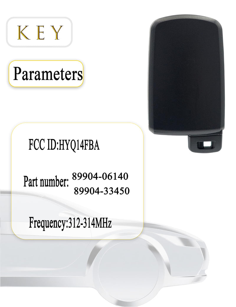 Keyless Entry Remote Control Smart Key Fob for Toyota Camry 2012-2017 | XYSKJFOB Proximity Replacement for Camry Avalon Corolla 2012 2013 2014 2015 2016 2017 2018 HYQ14FBA 281451-0020 89904-06140