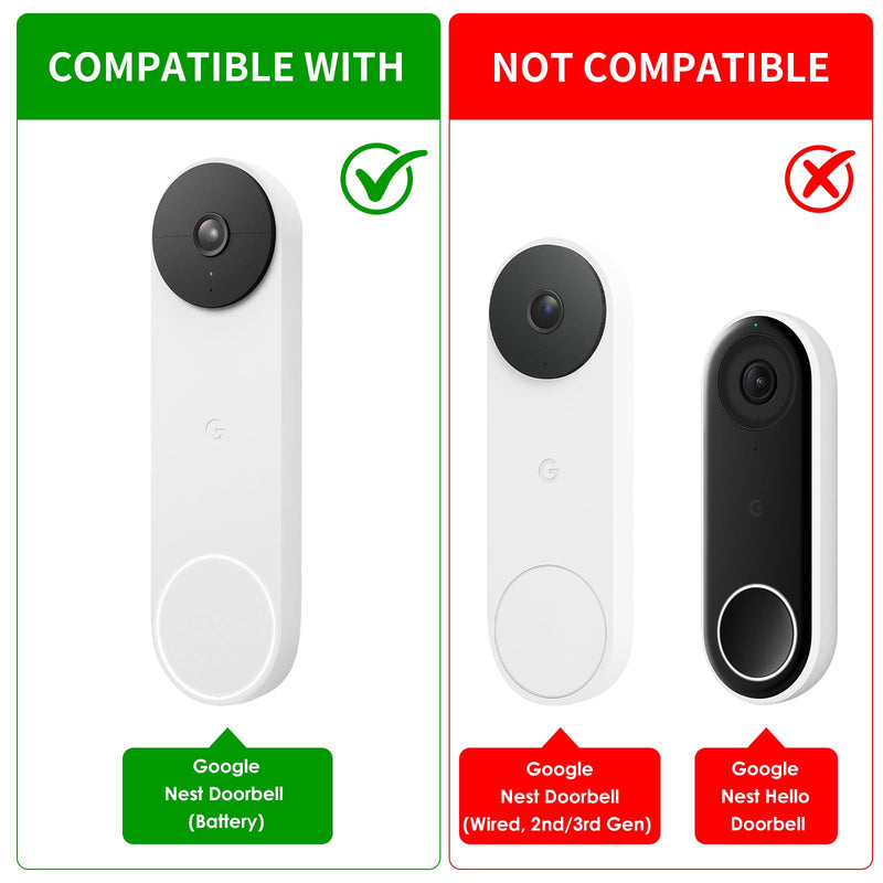 Anti-Theft Doorbell Mount for Google Nest Doorbell Battery, No Drill Video Doorbell Mount Adjustable Mounting Bracket for Nest, Fully Metal Damage Free Door Camera Mount for Apartment Rentals Home