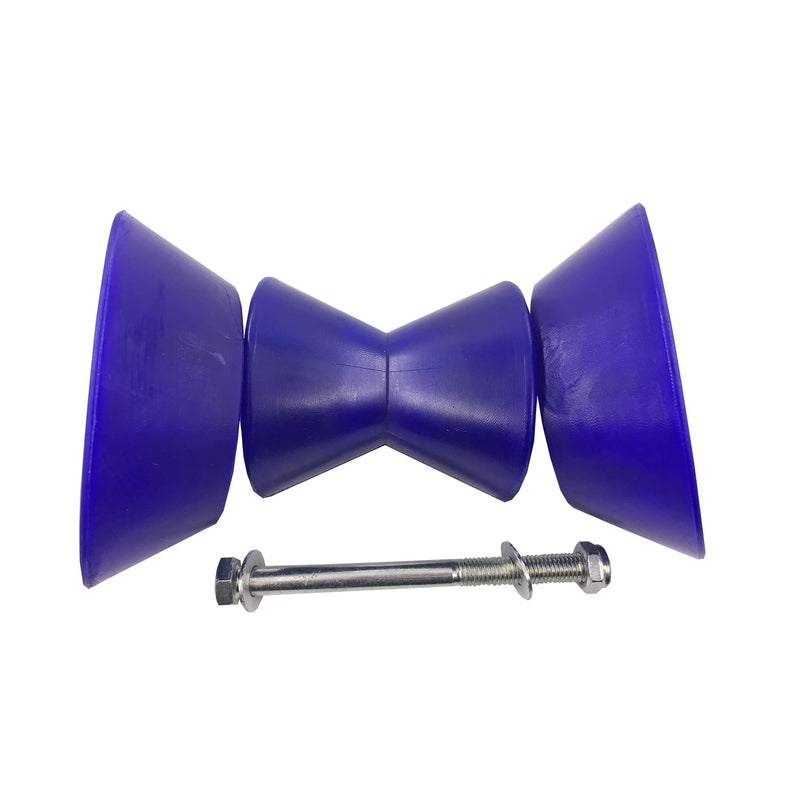 4 Inch Boat Trailer Roller Assembly Bow Stop Bell Roller with 1/2 Inch Shaft fits 4 Inch Bracket Blue