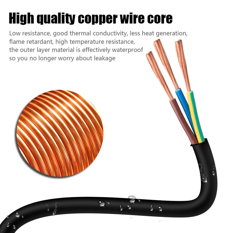 10FT 12/3 Outdoor Extension Cord, Heavy Duty 3-Outlet SJTW Indoor/Outdoor Three-Prong Power-Cord 12-Gauge Grounded 15-Amp 1875 Watts 10 FT