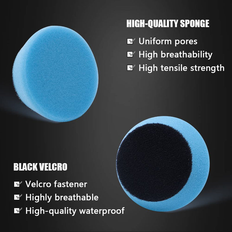 SPTA Mini Polishing Pads Set, 21pcs 1.6 inch/40mm Sponge & Wool Buffing Pads, Car Detail Polishing & Waxing Kit, Mix Colors, Small Area 1.6inch (40mm)