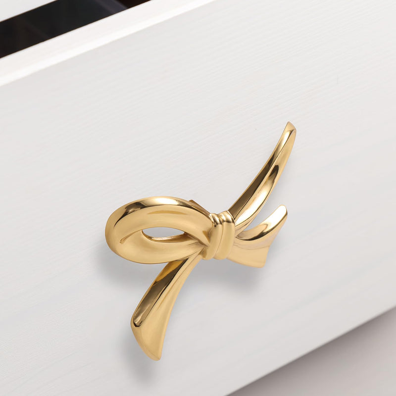 Brass Bow Cabinet Knobs Gold Drawer Pulls for Dressers and Cabinets