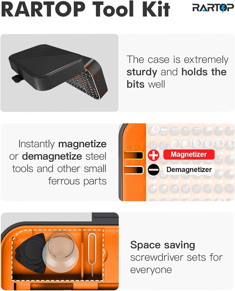 Precision Screwdriver Set, 130 in 1 with 120 bits Repair Tool Kit, Magnetic Screwdriver Set with mini built-in box for Electronics iPhone Jewelers Game Console (130-IN-Orange) 130-IN-Orange