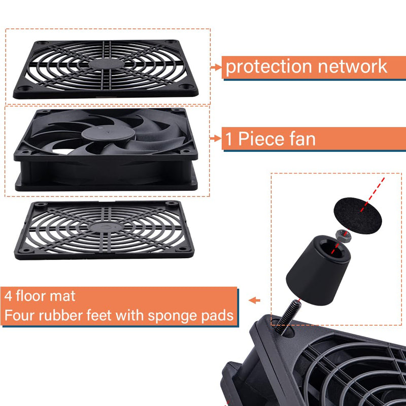 Quiet 120mm Router Fan Cooler with L/M/H 3-Degree Speed Controller, DC 5V USB Powered Cooling Case Fan for Router Modem Receiver DVR PlayStation TV Box 1Pcs 120mm