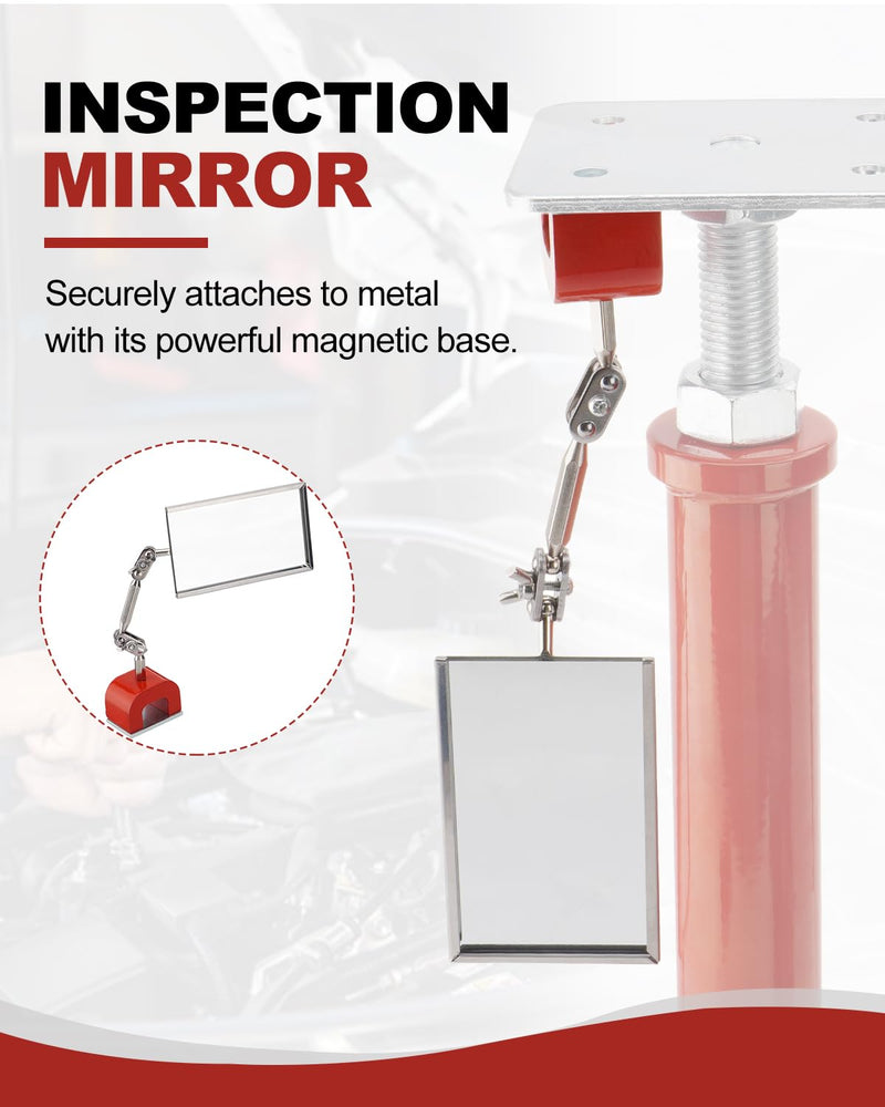 Inspection Welding Mirror with Magnetic Base Adjustable Arm Machine Tool for Auto Mechanics Machinists Craftsmen Technicians Use in Confined Spaces