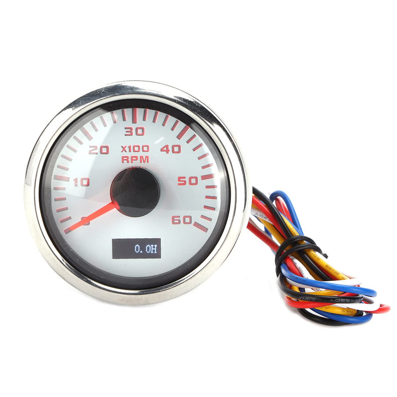 52mm Pointer Tachometer Gauge 6K RPM Tacho Meter IP67 Waterproof Universal Tacho Meter for 1 to 8 Cylinder Motorcycle Car Boat Gasoline Engine