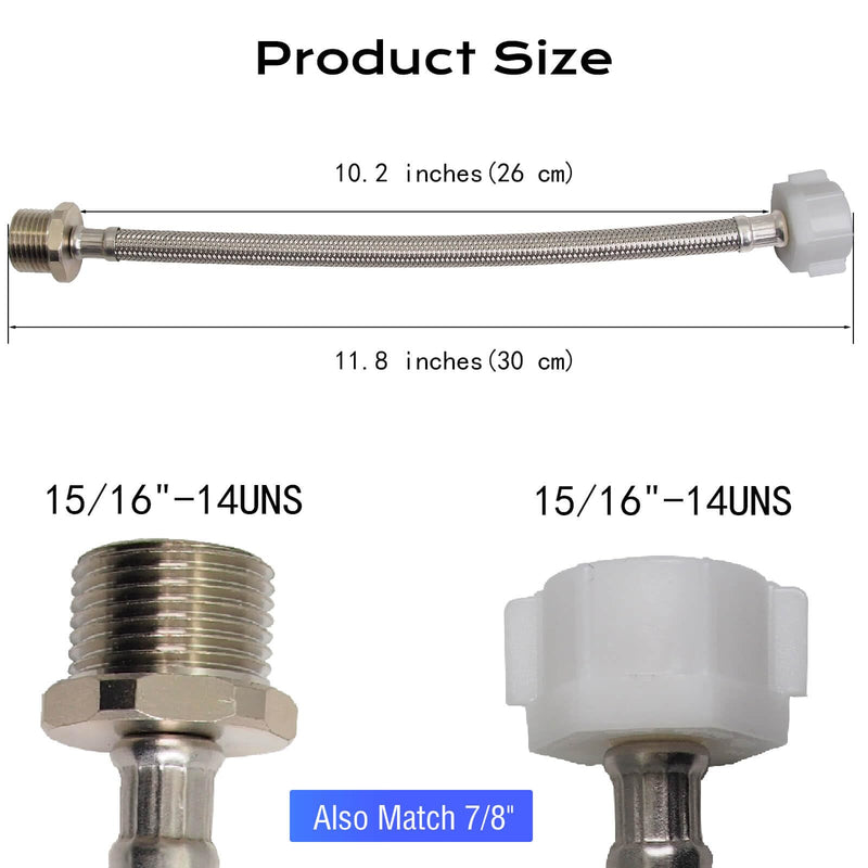 Toilet Hose,Toilet Hose Extension, 7/8 x 7/8 Toilet Hose, 11 inch 7/8 Female to 7/8 Male flexible adapter,Toilet Hose Extension,Compatible with TOTO Series Washlet Toilet 11 inches