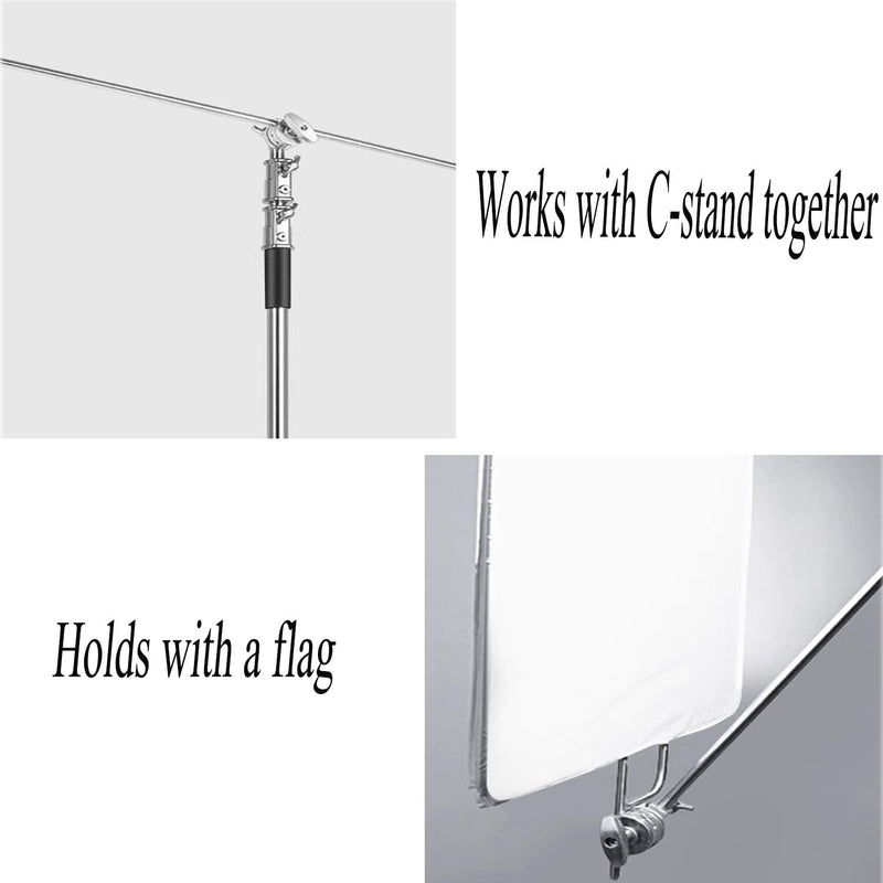 50 inch/128cm Extension Crossbar Boom Arm, Stainless Steel Holding Grip Arm with 1/4" & 3/8" Interfaces Thread for Heavy Duty C Stand, Light Stand and Other Equipment for Studio Photography