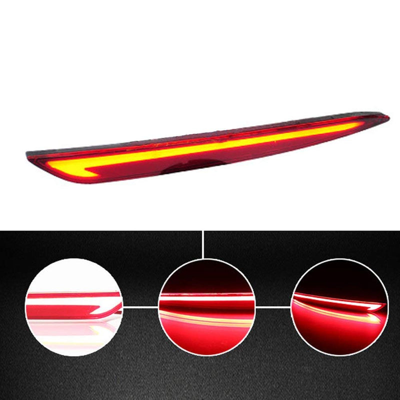 3D Optic Red LED Rear Bumper Reflector Turn Signal Brake Tail Lights Lamps for 2013 2014 2015 2016 2017 2018 Ford Fusion Mondeo 2 Pack