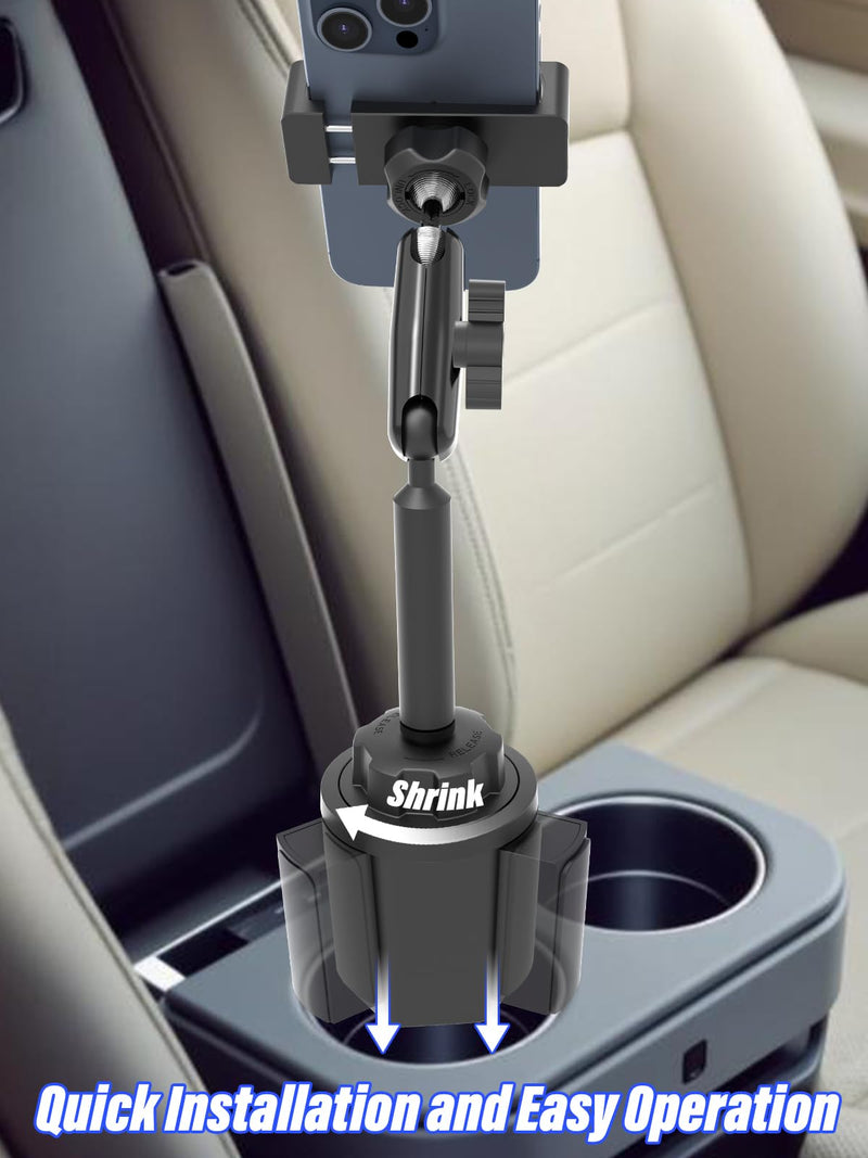 Car Cup Holder Phone Mount, [Metal Anti Shake Arm] Phone Holder for Car, Thick Cases Friendly Cradle Fit for iPhone 16/15/14 Pro Max, Galaxy Z Fold7, S25/24/23 and 4-7" Cellphone