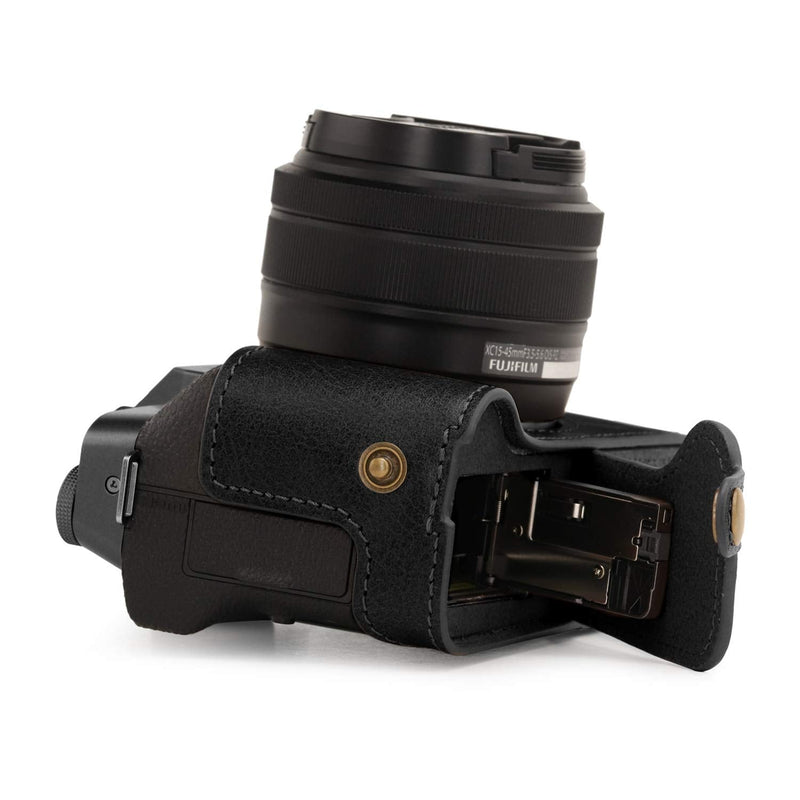 MegaGear Ever Ready Genuine Leather Camera Half Case compatible with Fujifilm X-T200 One size Black