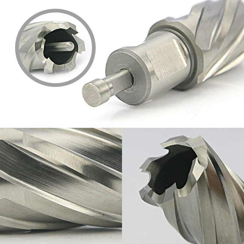 Annular Cutter Set, 7 Pcs 1-Inch HSS M2 Annular Cutters with Weldon Shank,Cutting Depth 1" Cutting Diameter 1/2" to 1", Mag Drill Bits Kit for Magnetic Drill Press, with 1 Pilot Pins