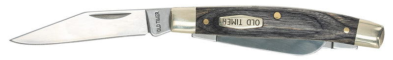 Old Timer Heritage Pocket Knife 2.4" Clip Point D2 Tool Steel Polished Blade Laminated Wood Handle Black/Gray