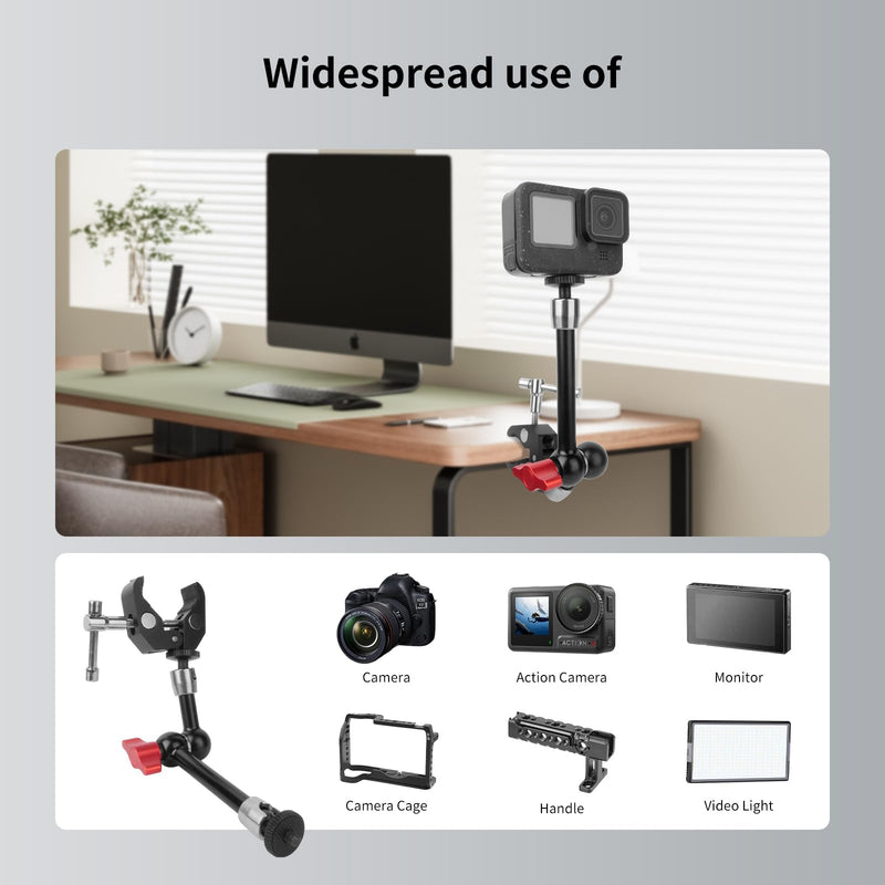 9" Magic Arm Clamp Kit with Cold Shoe Phone Holder & Tripod Mount Adapter | Versatile Mount for DSLR, Monitor, Lights, Phone, Action Cameras