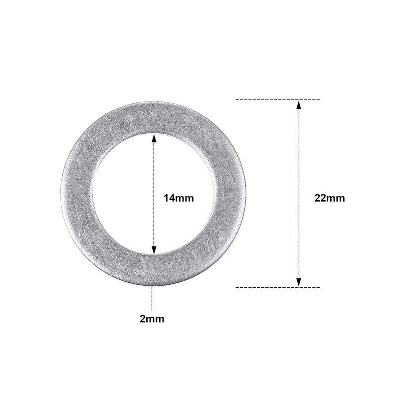 Mudder 50 Pieces Aluminum Engine Oil Crush Washers 14 mm Drain Plug Gaskets (Compatible with Honda OEM 94109-14000 Civic Part)