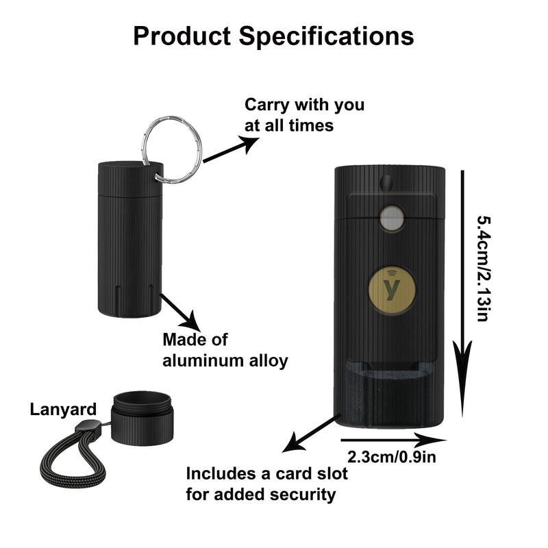 Upgrade Case for Yubikey 5/5C NFC & Security Key NFC Series | Aluminum Alloy Waterproof and Shockproof Cryptocurrency Wallet Security Case-Black Black 1 Groove