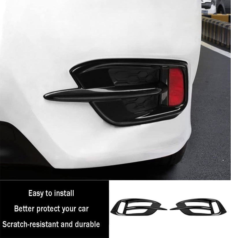 Car Accessories Fit for Honda Civic 10th Gen 2016-2021 Rear Bumper Reflector Fog Bezel Cover Trim (Black) ABS 2PCS Black
