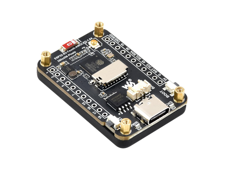 ESP32-S3 1.64inch AMOLED Touch Display Development Board, 280x456, QSPI Interface, Onboard Accelerometer and Gyroscope Sensor and Other Interfaces, ESP32 with Display