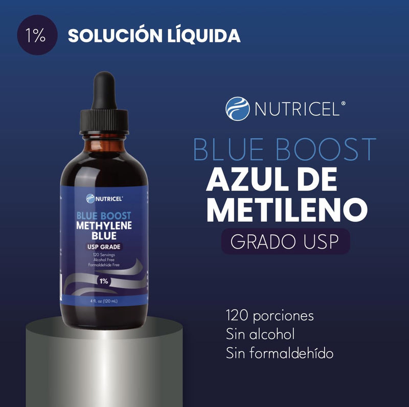 Nutricel Supplements Methylene Blue Boost Liquid 1% Solution - Trusted Made in America - (USP Grade) - Third Party Tested (4 oz)