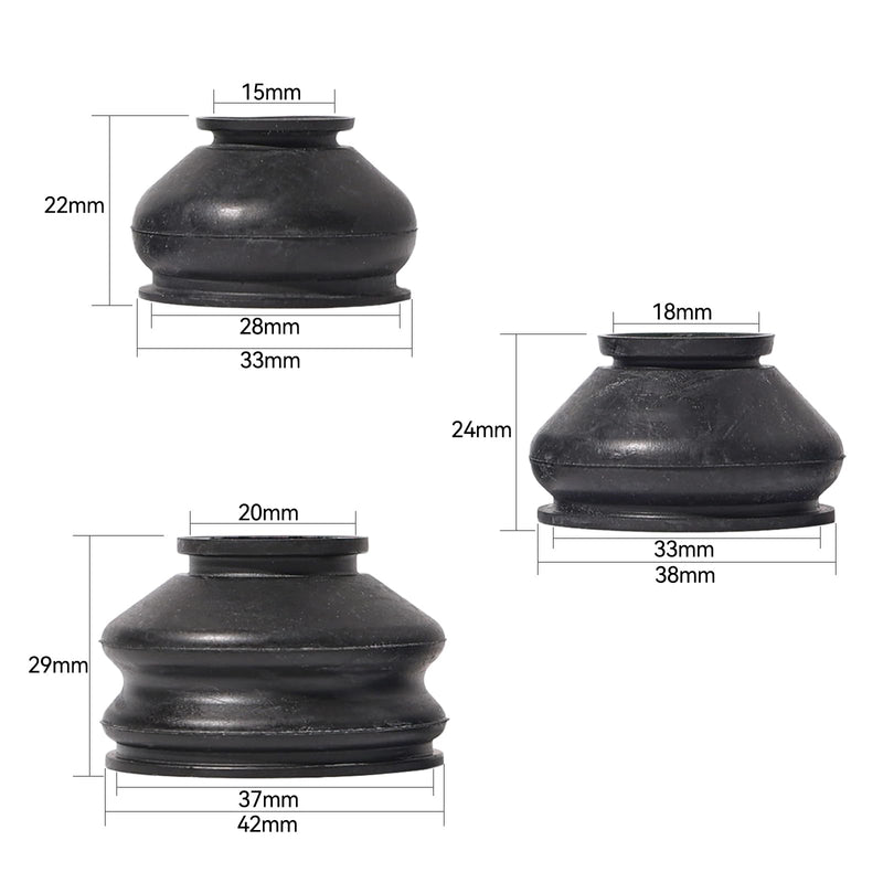6PCs Universal Ball Joint Head Dust Protection Tie Rod Boot Cover Automotive Replacement Tie Rod End Boots Rubber Track Turn Lower Upper Repair Kit Car Suspension Steering Parts Accessories 3x2 Sizes 6PCs