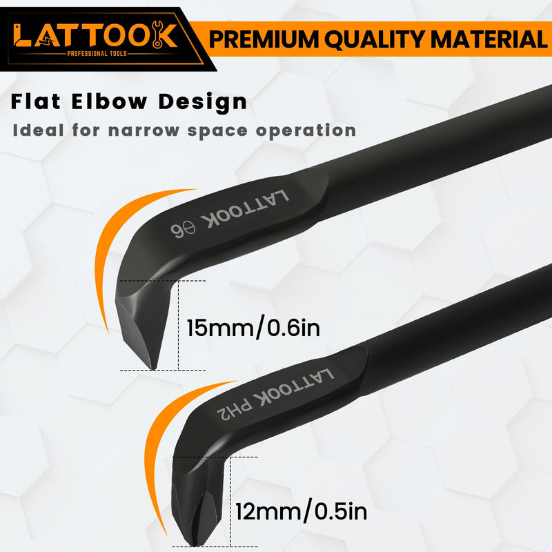 2PCS Right Angle Offset Screwdriver Set, 90 Degree Z-Type Double End Screwdriver with Phillips and Slotted, Bent Low Profile Screwdriver, 15mm Flat Elbow Design for Tight Narrow Space