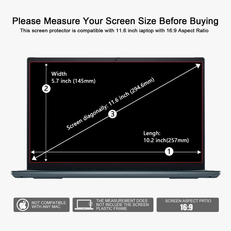 2 Pack 11.6'' Anti Blue Light Screen Protector Compatible with 11.6 Inch (16:9 Aspect Ratio Screen)