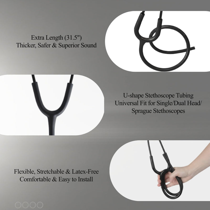 Medical Stethoscope Replacement Tube Fits for Littmann® Classic III,Compatible Stethoscope Tube (Onyx Black) Onyx Black
