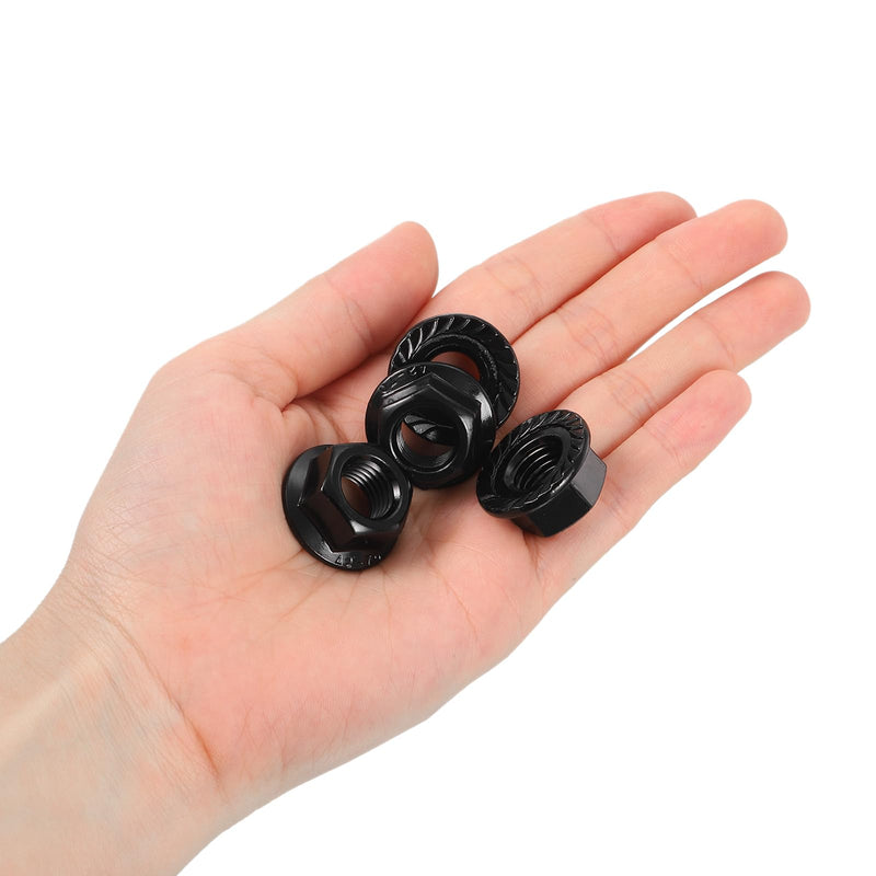 uxcell M12x1.5mm Serrated Flange Hex Lock Nuts, 25Pcs 304 Stainless Steel Non-Slip Metric Hexagon Flange Nut, Full Thread, Bright Finish, Black 25