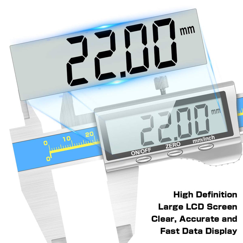 Caliper Measuring Tool Digital Caliper Industrial Quality Precision Electronic Vernier Caliper Inch/Millimeter Measurement Micrometer for Jewelry - Accuracy Ip54 Waterproof Caliper Measure Tool A-Industrial
