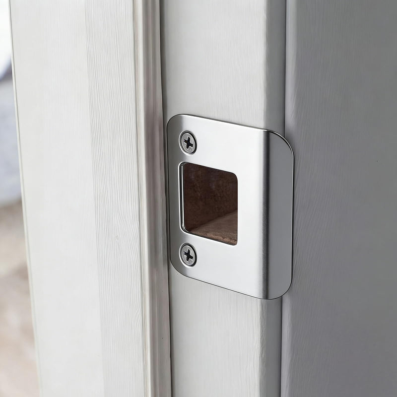 2 Pack Extended Strike Plate Round Corner Extended Lip Doors Strike Plate Extender 2-1/4" x 1-3/4", (2-1/4" Overall Length)(2.25 x 2.25 Inch,Silver) 2.25 x 2.25 Inch Silver