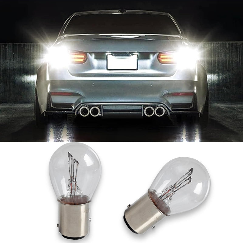 10 PCS Car S25 BAY15D Brake Bulb, 6V 21/5W High Brightness Waterproof Double Filament Bulb, Clear Light Double Contact Brake Tail Light for Most Motorcycles, Plug and Play (White) 10 PCS White #BAY15D