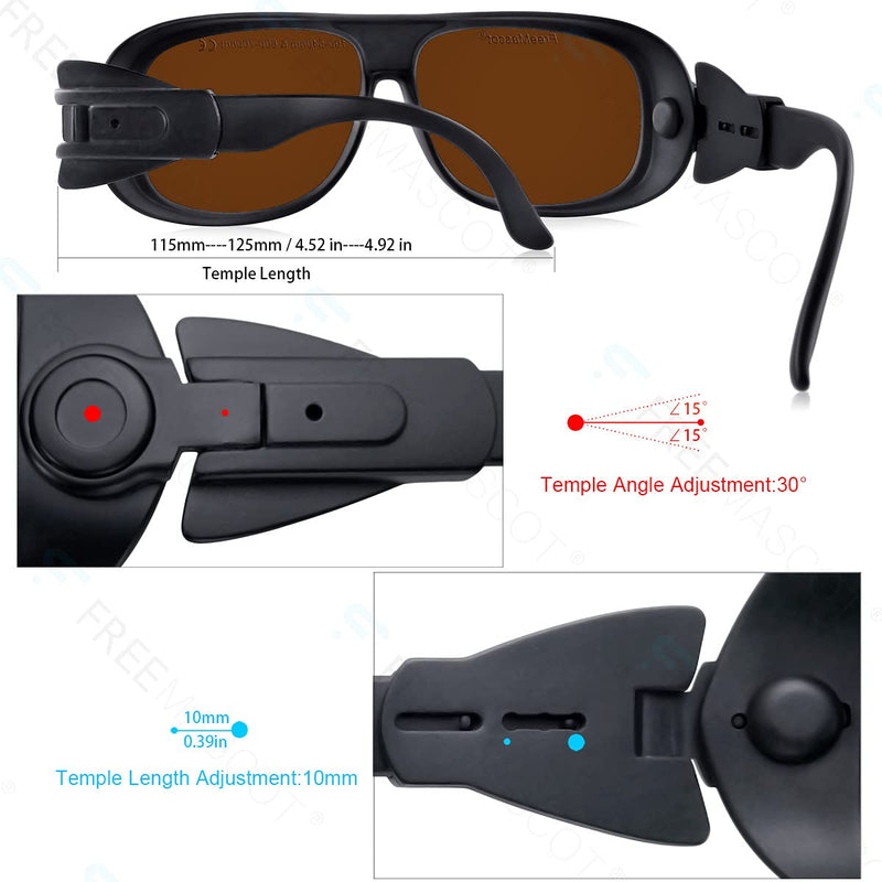 FreeMascot Professional OD 4+ 190nm-540nm/ 600nm-700nm Laser Safety Glasses For Violet/Blue/Green & Red Laser Light Frame Style 1