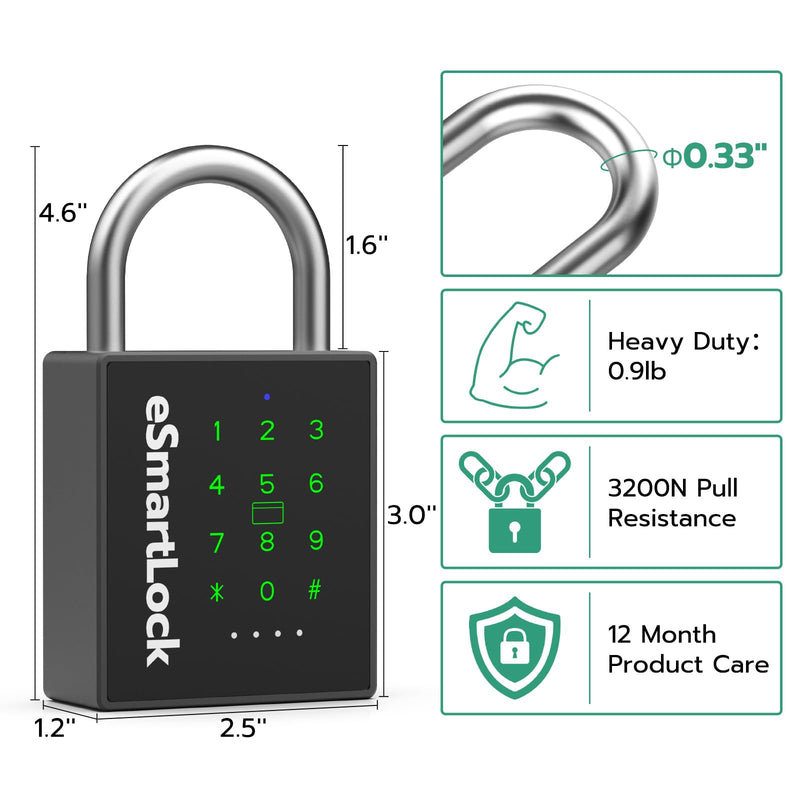 New Smart Padlock with Key, Heavy Duty Combination Padlock, RFID Pad Lock with Codes Bluetooth APP Access, Outdoor Waterproof Electronic Key Lock for Gate Fence Shed Locker Garage Garden Large