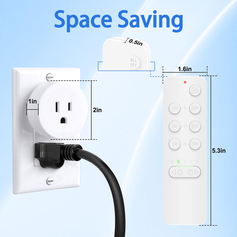 Greencycle Remote Control Outlet with Timer,1 Wireless Switch 3 Outlets | 200FT Long Range,15A/1875W,5 Timer Settings,Programmable and Expandable,for Lamps,Fans,Christmas Lights,Household Appliances 1 Remote 3 Outlets Handheld Switch