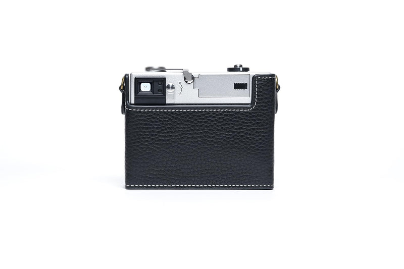 35AF Case, BMAOLLONGB Handmade Genuine Real Leather Half Camera Case Bag Cover for Rollei 35AF with Lens Cover (Black) Black