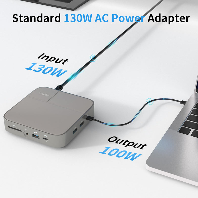 USB C Docking Station Dual Monitor 4K@60Hz or Single 8K@30Hz with 2 HDMI for Windows Laptops,11-in-1 Laptop Docking Station with 5 USB A/C, SD, Gigabit Ethernet, Audio, 130W AC Power Supply 8K DOCK