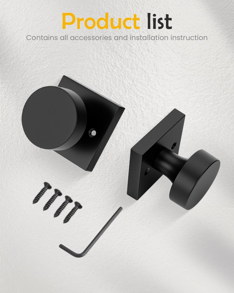 Goldenwarm Black Dummy Door Knobs Interior, Matte Black Dummy Door Knobs for Closets, Hallways, Kitchens, Zinc Alloy Heavy Duty Modern Square Interior Door Knob(1 Pairs / 2 Pieces) Matte Balck 1