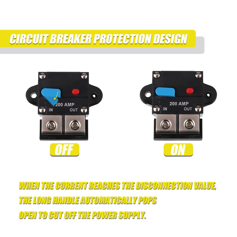 200A Circuit Breaker Resettable Circuit Breaker 200 amp Self Recovery Circuit Breaker Manual Reset Button for Car Audio and Amps Protection 200A