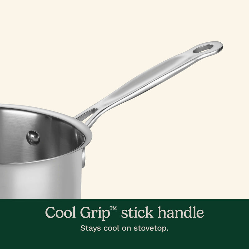 Cuisinart 1.5 Quart Sauce Pan with Cover, Stainless Steel Pot with Lid, Small Kitchen Pots, Dishwasher Safe, Compatible with Induction, Electric, Gas Cooktops, Oven Safe Saucepan, Cool Grip Handles 1.5-Quart 1.5 Quarts