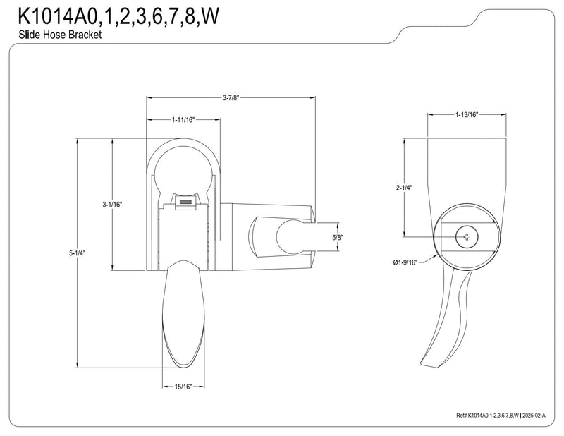 Kingston Brass K1014A1 Trimscape Hand Shower Grab Bar Bracket, Polished Chrome 3.88 x 1.81 x 5.25