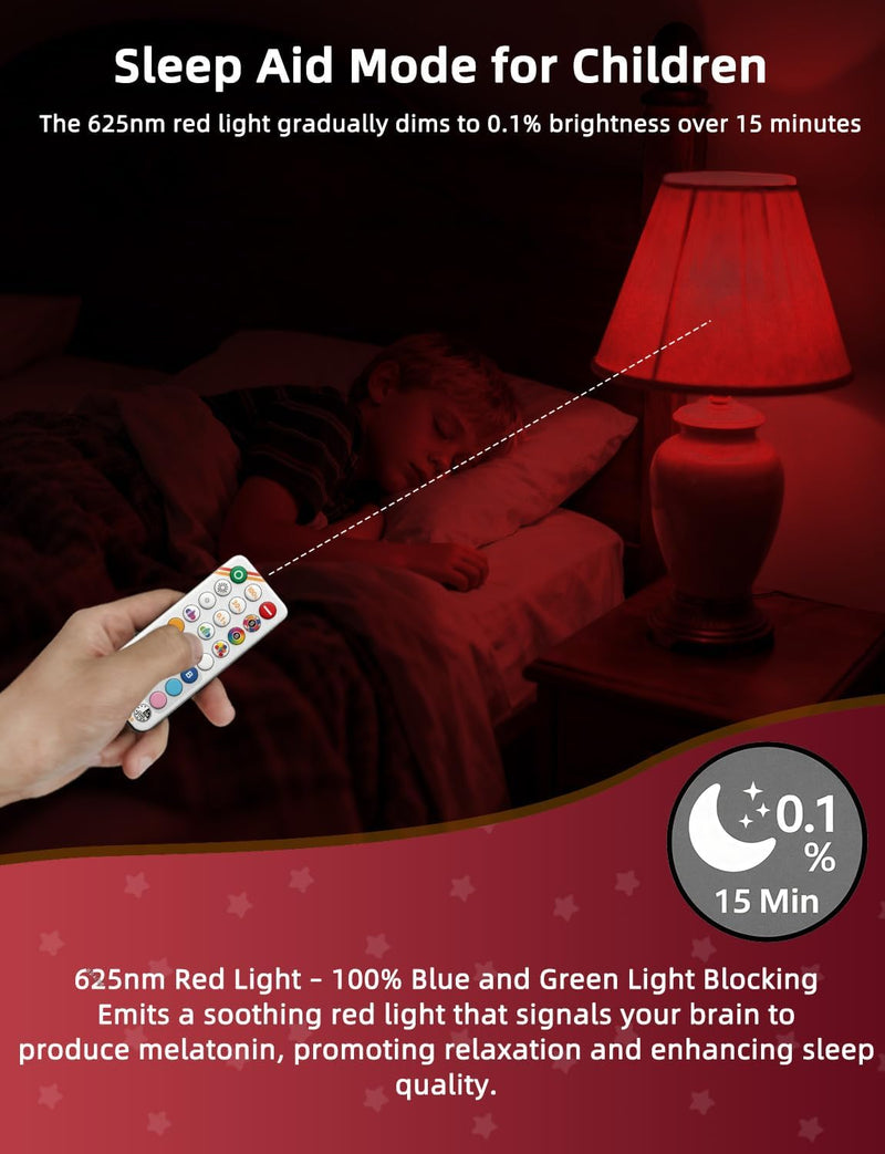 HEKEE Color Changing Light Bulbs E26, 40W Equivalent, 500LM, 3CCT, 9 Colors, 5 Dynamic Color Modes, Sleep Mode, Timer A15, 5W LED with 2 IR Remote Controls(6 Packs) 6 Pack